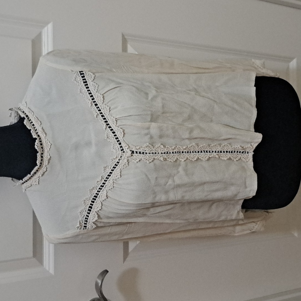 ASTR The Label small cream colored silk blouse, $109.00